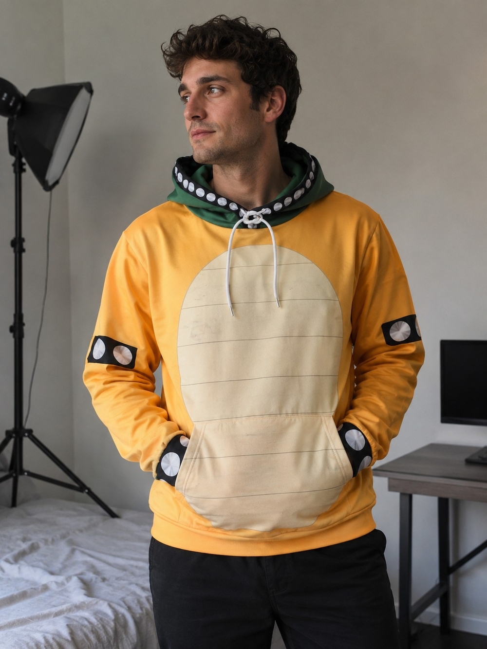 Nitendo Koopa Troopa Character Cosplay Hoodie Yello Green 2XL